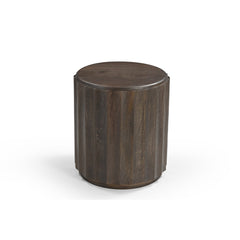 Round End Table in Solid Mango Wood with Walnut Finish