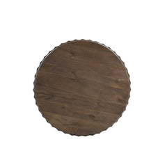 Round End Table in Solid Mango Wood with Walnut Finish