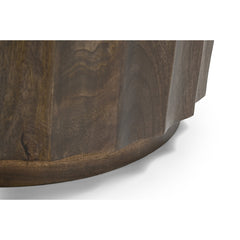 Round End Table in Solid Mango Wood with Walnut Finish