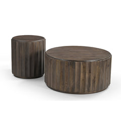 Round End Table in Solid Mango Wood with Walnut Finish