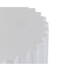 Round End Table, Ribbed Concrete, White