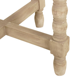 Round End Table, Solid Wood, Four Legs, Light Natural