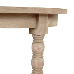 Round End Table, Solid Wood, Four Legs, Light Natural