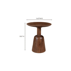 Round End Table, Solid Wood with Dark Brown Finish
