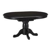 Round Extendable Dining Table in Solid Rubberwood, Ebony Base with Black Top