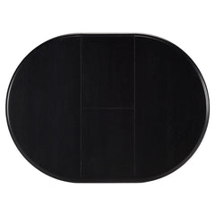 Round Extendable Dining Table in Solid Rubberwood, Ebony Base with Black Top