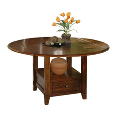 Round Extendable Drop Leaf Dining Table, Solid Wood Base, Oak