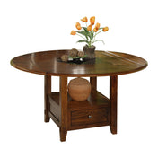 Round Extendable Drop Leaf Dining Table, Solid Wood Base, Oak