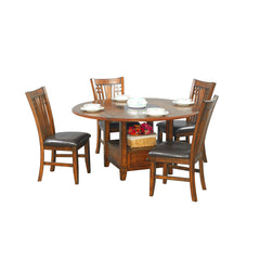Round Extendable Drop Leaf Dining Table, Solid Wood Base, Oak