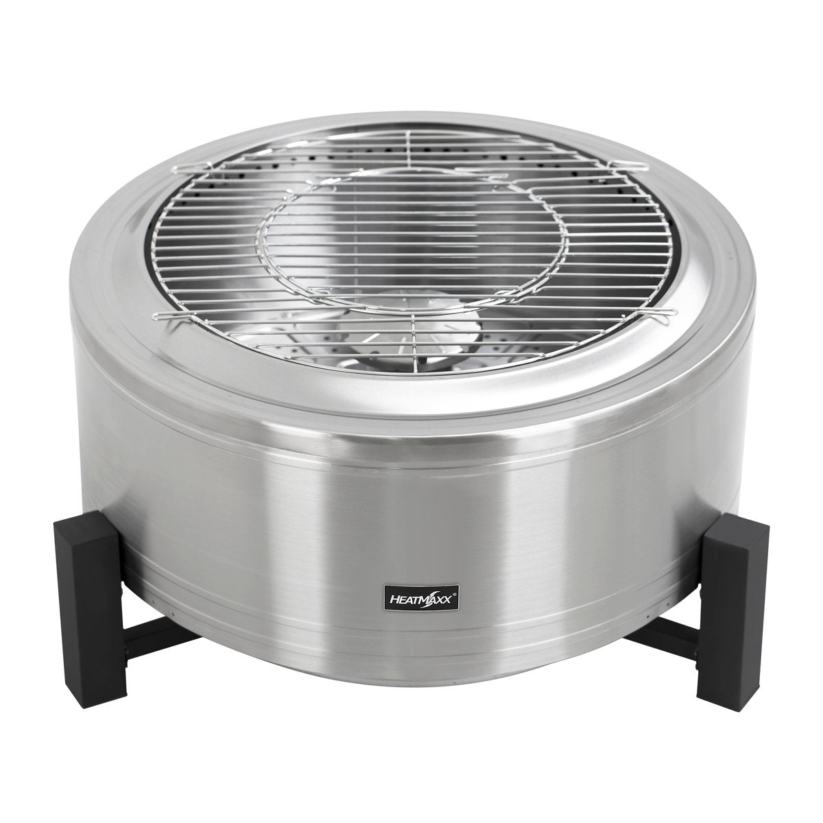 Round Fire Pit in Silver Stainless Steel with Rain Cover