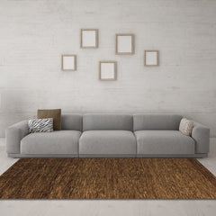 Round Indoor Area Rug, 5 ft, Brown with Chenille and Polyester