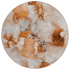 Round Indoor/Outdoor Area Rug, 8 Ft in Paprika Abstract Pattern