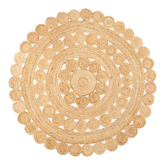 Round Jute Medallion Rug, 6 ft 1 in, Natural
