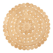 Round Jute Medallion Rug, 6 ft 1 in, Natural