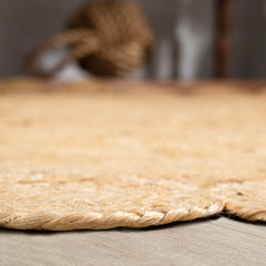 Round Jute Medallion Rug, 6 ft 1 in, Natural