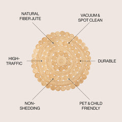 Round Jute Medallion Rug, 6 ft 1 in, Natural