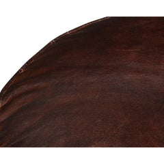 Round Leather Pouffe, 22 in W x 22 in D with Foam Cushion
