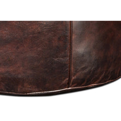 Round Leather Pouffe, 22 in W x 22 in D with Foam Cushion