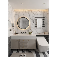 Round LED Bathroom Mirror, Aurora, 24-Inch with Touch Dimming in Silver/Gunmetal