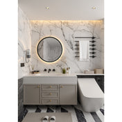 Round LED Bathroom Mirror, Aurora, 24-Inch with Touch Dimming in Silver/Gunmetal