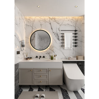 Round LED Bathroom Mirror, Aurora, 24-Inch with Touch Dimming in Silver/Gunmetal