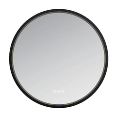 Round LED Bathroom Mirror, Aurora, 24-Inch with Touch Dimming in Silver/Gunmetal