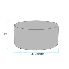 Round Ottoman in Faux Leather with Brown Legs