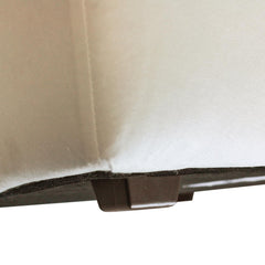Round Ottoman in Faux Leather with Brown Legs