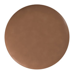 Round Ottoman in Faux Leather with Brown Legs