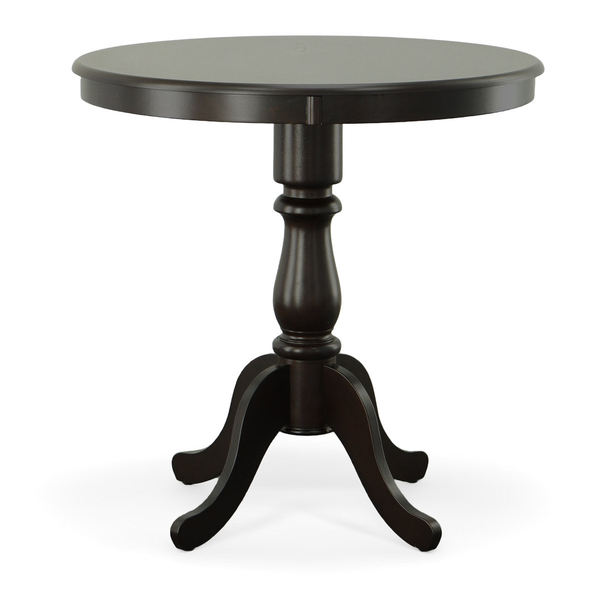 Round Pedestal Bar Table in Solid Wood, Espresso Finish