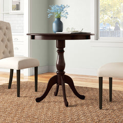 Round Pedestal Bar Table in Solid Wood, Espresso Finish