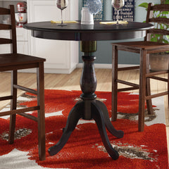 Round Pedestal Bar Table in Solid Wood, Espresso Finish