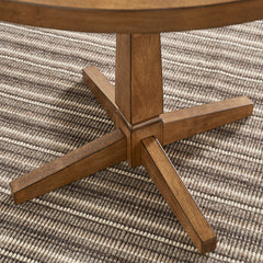Round Pedestal Dining Table, 42 In, Oak Solid and Manufactured Wood
