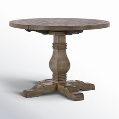 Round Pedestal Dining Table, 42 in Solid Reclaimed Pine, Distressed Brown