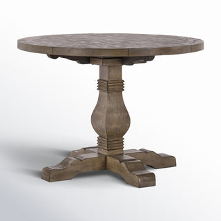 Round Pedestal Dining Table, 42 in Solid Reclaimed Pine, Distressed Brown