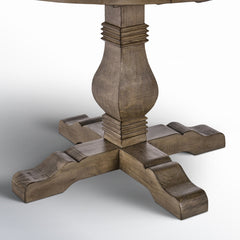 Round Pedestal Dining Table, 42 in Solid Reclaimed Pine, Distressed Brown