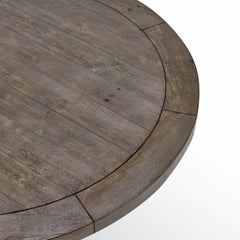 Round Pedestal Dining Table, 42 in Solid Reclaimed Pine, Distressed Brown