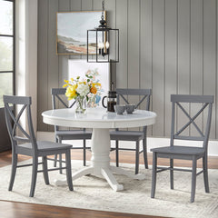 Round Pedestal Dining Table in Manufactured Wood, White