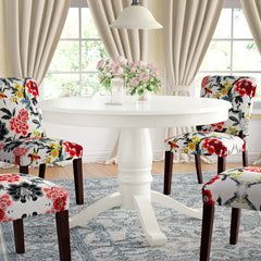 Round Pedestal Dining Table in Manufactured Wood, White