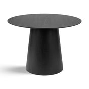 Round Pedestal Dining Table, Seats 4, Black Oak Wood
