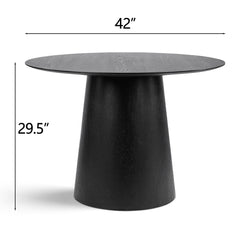 Round Pedestal Dining Table, Seats 4, Black Oak Wood