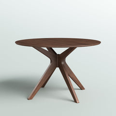 Round Pedestal Dining Table, Seats 4, Brown Wood