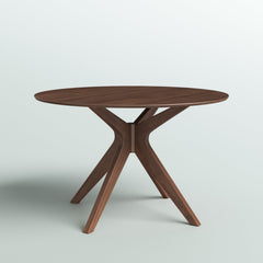 Round Pedestal Dining Table, Seats 4, Brown Wood