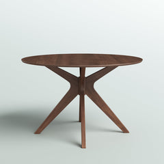 Round Pedestal Dining Table, Seats 4, Brown Wood