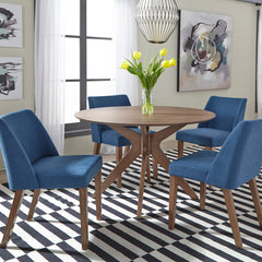 Round Pedestal Dining Table, Seats 4, Brown Wood