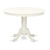 Round Pedestal Dining Table, Seats 4, Linen White with Solid Wood Base