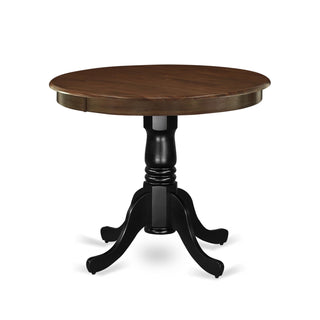 Round Pedestal Dining Table, Seats 4, Walnut Top with Black Base