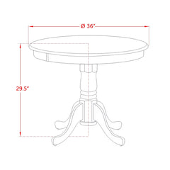 Round Pedestal Dining Table, Seats 4, Walnut Top with Black Base