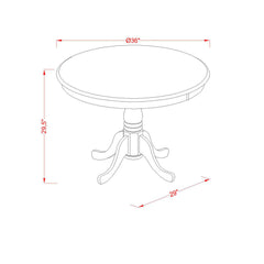 Round Pedestal Dining Table, Seats 4, Walnut Top with Black Base