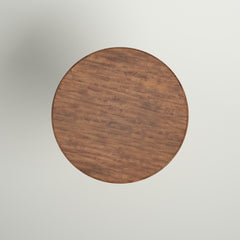 Round Pedestal Dining Table, Solid Rubberwood, Gray Base with Rustic Brown Top